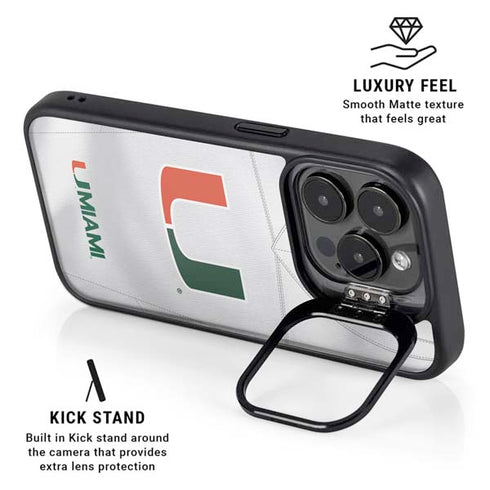 University of Miami White Jersey iPhone 15 Pro Kickstand Case